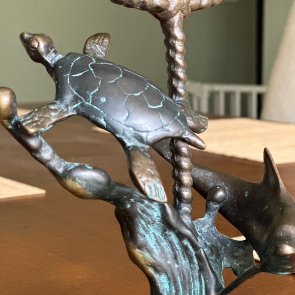 Nautical Mirror- SPI Brass Dolphin & Turtle Vanity Mirror - Picture 4 of 16